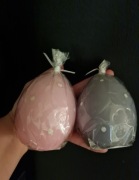 Świece pisanki jajka komplet świeczek pastelowych kropki róż szara 2 sztuki