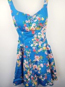 Sukienka damska VIGOL niebieska kwiaty XS S floral rozkloszowana wiązana