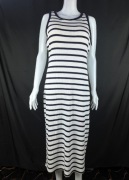 Sukienka maxi Primark paski granatowa biała z biustonoszem L