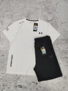 Under Armour HeatGear Set Treningowy M biały Komplet Sportowy Nowy
