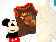 Fajny ogrodniczki zestaw ubranek dla chłopca,R.74/80