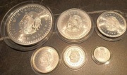 Meksyk 6 monet Srebro  999,9 od 5 oz do 1/10 oz 