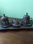 Turecki miedziany zestaw do kawy