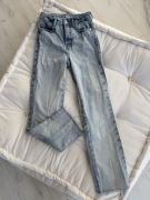 Jeansy Zara XS 32 hight waist straight denim dżinsy sprany vintage sprane