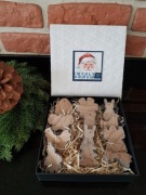 Ozdoby choinkowe z drewna małe ze srebrnym brokatem  - 12szt.