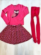 zestaw sowa Okaidi spódniczka sztruks  bluzka i rajstopy gratis 12 152