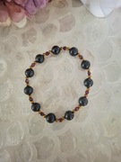 Bransoletka handmade z naturalnych kamieni hematytu granatu obsydian 