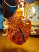 Bryłka bursztynu koniakowy inkluzja organiczna