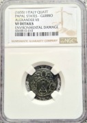 1 Quattrino 1655 - Papal States - Alexander VII - grading NGC