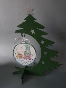 Stroik świąteczny choinka bombka kot decoupage
