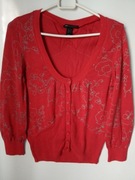 MANGO sweter kardigan malinowy guziki dekolt rM