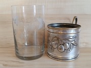 PODSTAKANNIK KOSZYCZEK UCHWYT SZKLANKA SECESJA WMF PLEWKIEWICZ WARSZAWA