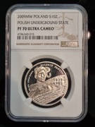  10ZŁ Polskie Państwo Podziemne NGC PF 70 ultra cameo
