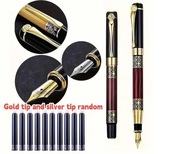 eleganckie pióro wieczne z konwerterem w zestawie 10 nabojów mohoniowe