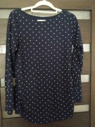 H&M Mama bluzka ciążowa z bawełnianego dżerseju granatowa w groszki L