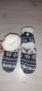 Ciepłe na zimę skarpetokapcie r.30-32, 20cm antypoślizgowe zimowe renifery
