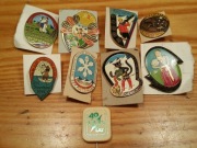 Wpinka Przypinka 9 szt PRL lata 70-te 80-te NIEUŻYWANE ! Zest. 9 PKP PTTK 