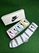 Nike Wysokie Długie Białe  TiedyeSkarpety Boks 42-46(5 par) 