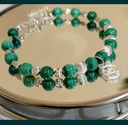 Bransoletka ze srebra S925 z naturalnym malachitem 