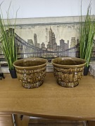 Stylowe ceramiczne donice / osłonki – komplet 2 sztuki