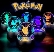 Kryształowa Kula Pokemon 3D Lampka Pikachu Pokeball Prezent