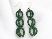 Długie haftowane kolczyki a'la łańcuszek w kolorze butelkowej zieleni