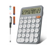 KALKULATOR BIUROWY SZKOLNY 12 CYFROWY LCD DUŻE KLAWISZE SZARY BATERIA AAA