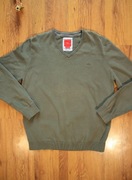 Sweter s.Oliver r. L męski damski bawełniany dł. rękaw khaki dekolt v