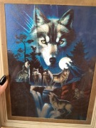 Vintage obraz odblaskowy wilki wilk trójwymiarowy