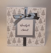 Kartka świąteczna Boże Narodzenie srebrne choinki Handmade