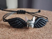 Bransoletka charms buldog francuski / boston skrzydła hand made
