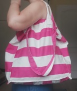 IKEA torba plażowa miejska Myrlilja biały róż fuksja