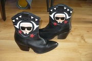 Botki Karl Lagerfeld r. 37, kowbojki, skóra, przepiękne, okazja!