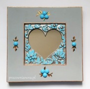 Eleganckie lusterko serduszko , ręcznie malowane