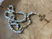 Różaniec ręcznie robiony kwiaty żółty 