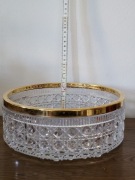 Piękna szklana misa na owoce w stylu art déco ze złotymi krawędziami