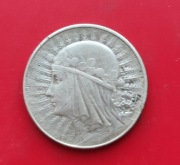 5 ZŁOTYCH GŁOWA KOBIETY 1934 rok - srebro AG oryginał RZADSZA