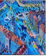 Edward Dwurnik - Plac Zamkowy w Warszawie 2017 - akryl, płótno