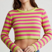 Sweter crop top Sinsay paski różowo-zielony rozmiar S nowy z metką