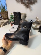 Answear Lab 40 workery skórzane damskie kolor czarny na płaskim obcasie