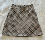 Elegancka spódnica tweedowa krata beż czarna mini klasyczna S/M