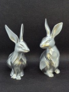 Zestaw 2 dekoracyjnych zajączków wielkanocnych w kolorze srebrny chrom