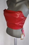 Czerwony seksowny skórzany gorset top nowy r 36 S zapinany na zamek