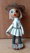 Laleczka szmaciana w kapeluszu_ figurka, zabawka PRL