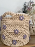Koszyk ze sznurka duży w kwiatki