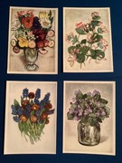 MONIKA ŻEROMSKA - POCZTÓWKI - „KWIATY”- 1972 rok - 5 szt.