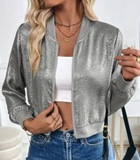 Srebrna bomberka damska r. L 40 kurtka bluza zamek metaliczna