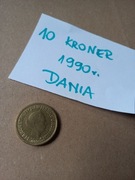 Moneta 10 kroner 1990r. Dania
