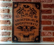 Tablica Ouija rękodzieło drewniana – mroczna dekoracja spirytystyczna