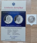 Prusy Wilhelm I 2 Marki 1879 - REPLIKA   Ag 333/1000